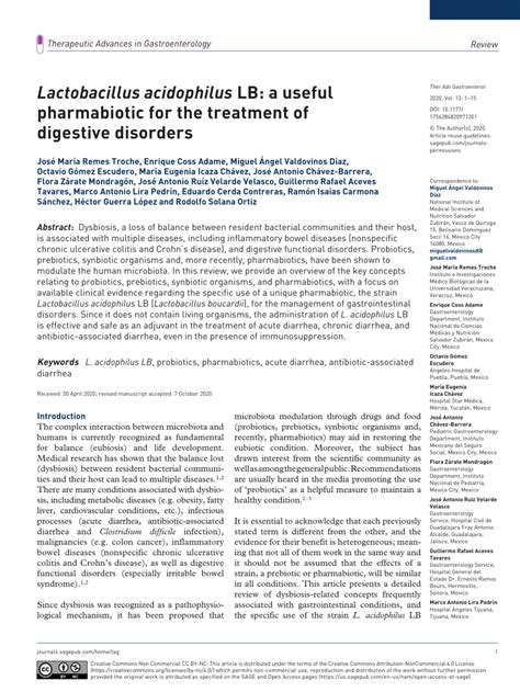 Lactobacillus acidophilus LB: a useful pharmabiotic for the .